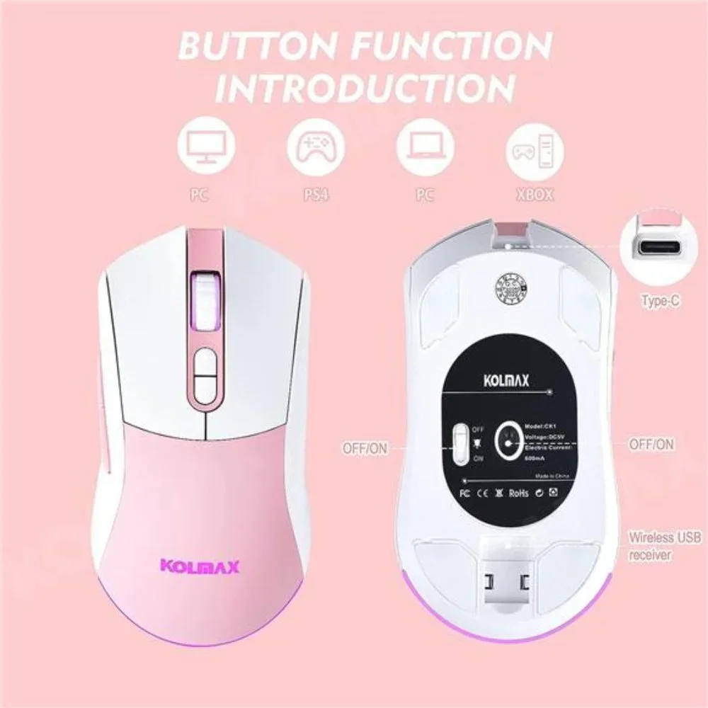 Wireless Gaming Keyboard and Mouse Combo,Rechargeable RGB White Gaming Keyboard